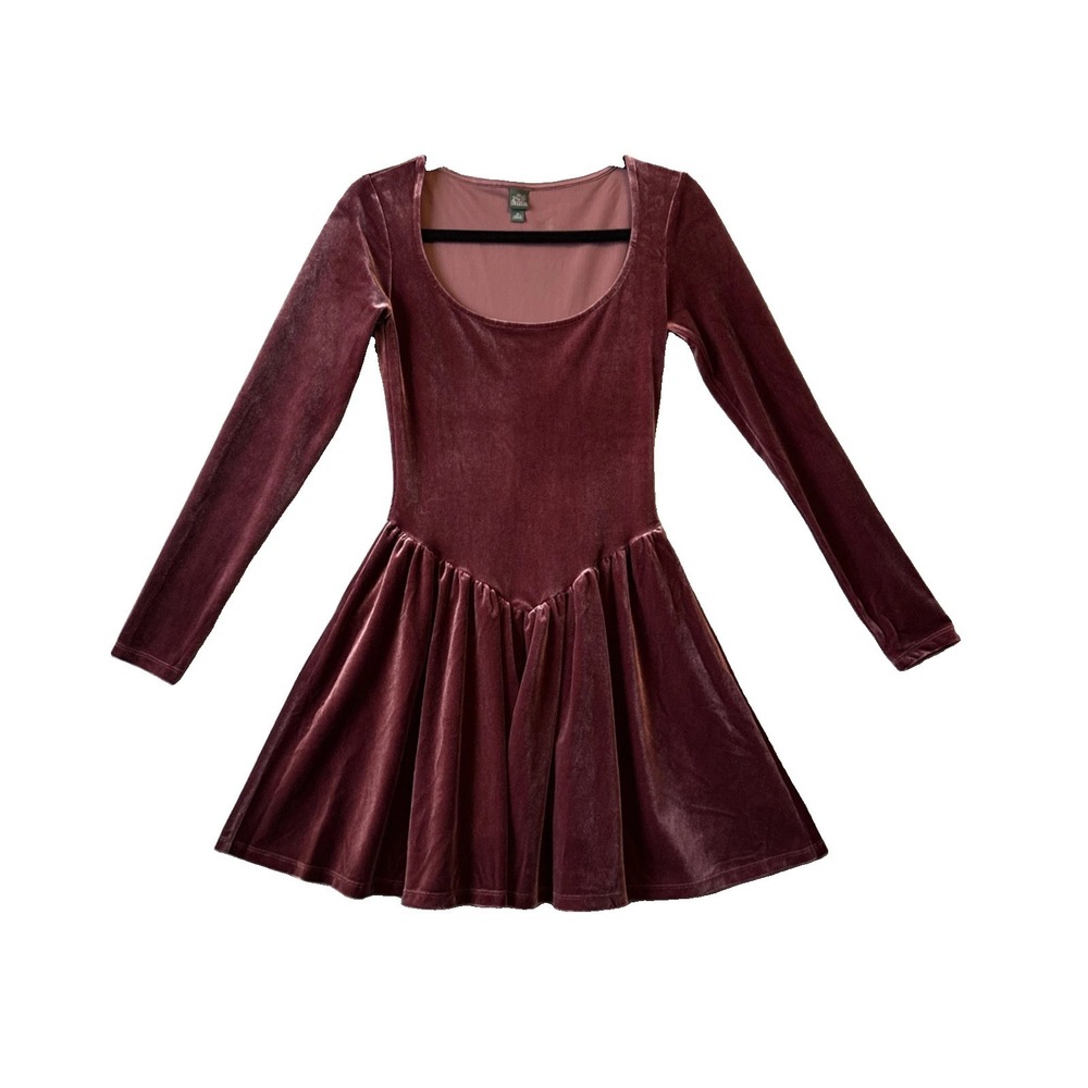 Wild Fable Velvet Dress XS Mauve Pink Basque Dropped Waist Balletcore Coquette